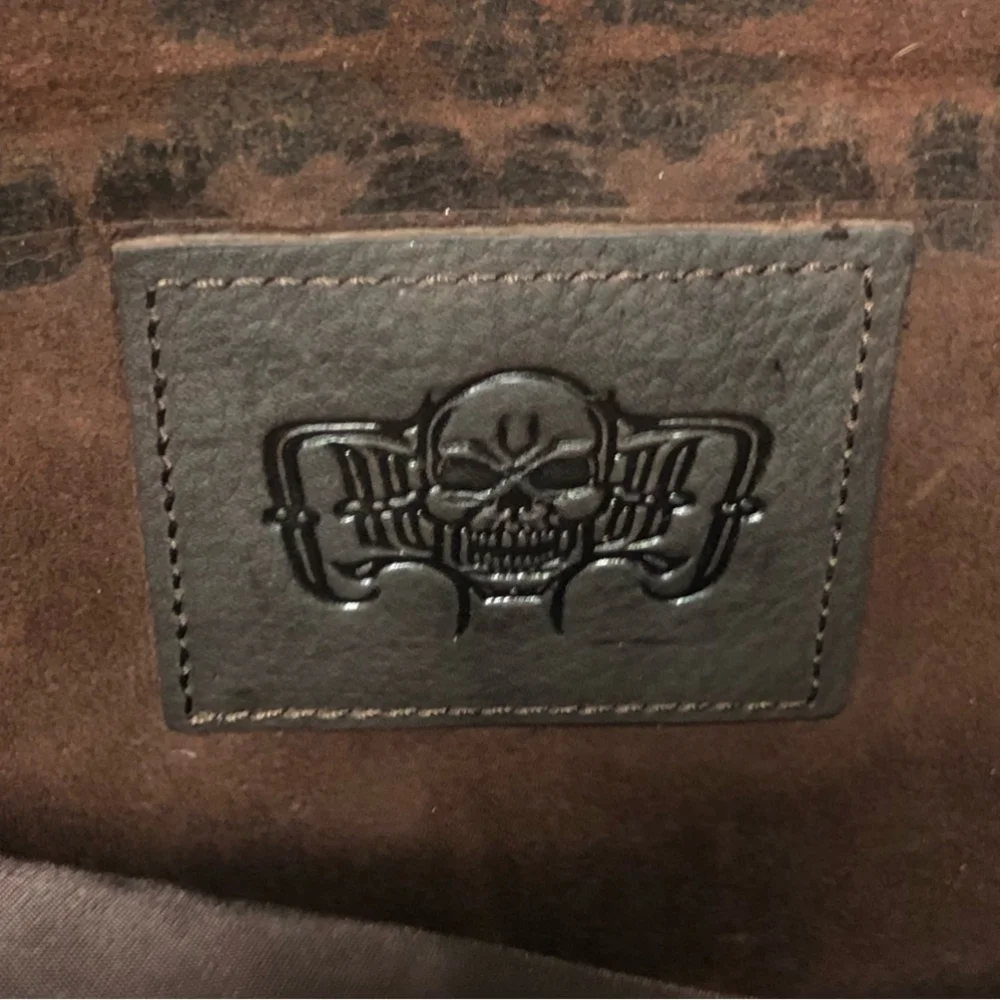 DUSSAULT brown leather Limited Edition Gene Simmons messenger bag